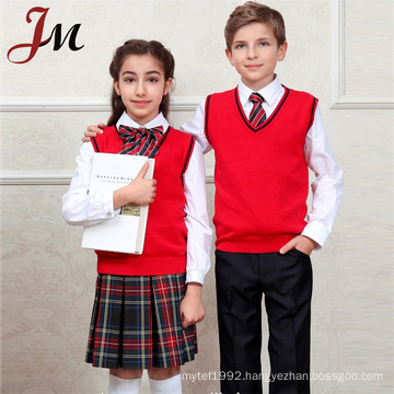 Cheap Price School Use Sweater Red sleeveless unisex sweater vest school uniforms design with picture primary